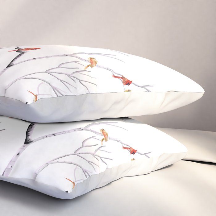 Birch Trees and Cardinal 2  Pillow Sham Gallery Image 3