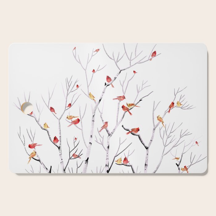 Birch Trees and Cardinal 2  Cutting Board Gallery Image 1