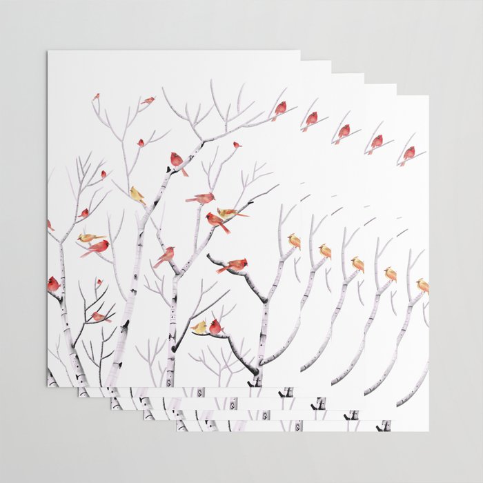Birch Trees and Cardinal 2  Wrapping Paper Gallery Image 3