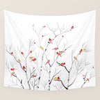 Birch Trees and Cardinal 2  Wall Tapestry Gallery Image 4