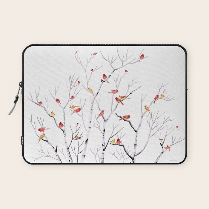 Birch Trees and Cardinal 2  Laptop Sleeve Gallery Image 1
