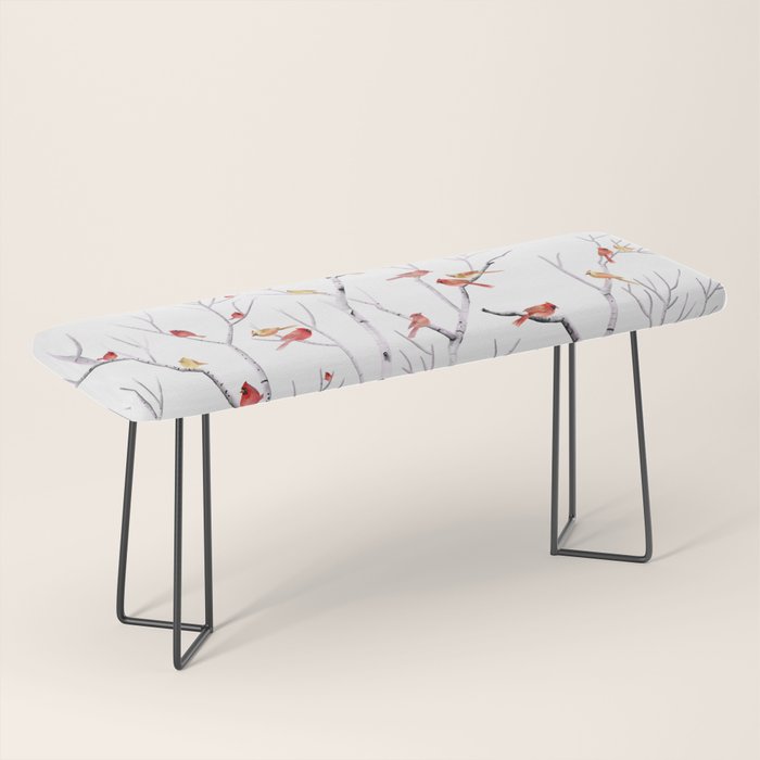 Birch Trees and Cardinal 2  Bench Gallery Image 1