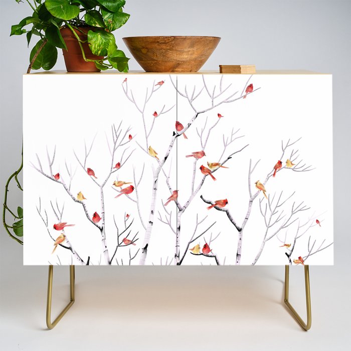 Birch Trees and Cardinal 2  Credenza Gallery Image 1