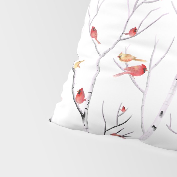 Birch Trees and Cardinal 2  Pillow Sham Gallery Image 4