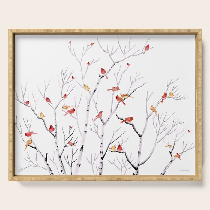 Birch Trees and Cardinal 2  Serving Tray Gallery Image 1