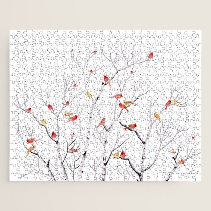 Birch Trees and Cardinal 2  Jigsaw Puzzle Gallery Image 1