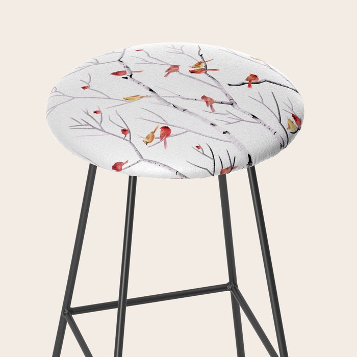 Birch Trees and Cardinal 2  Stool Gallery Image 2