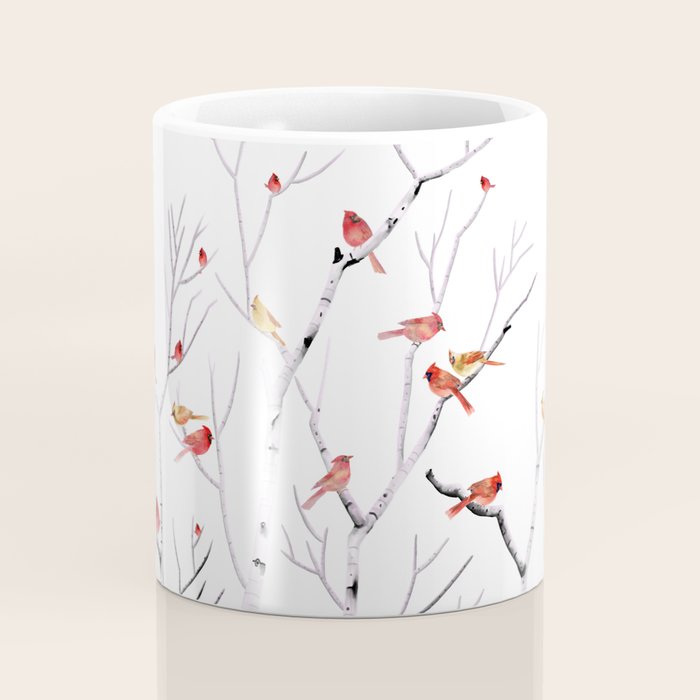 Birch Trees and Cardinal 2  Coffee Mug Gallery Image 4