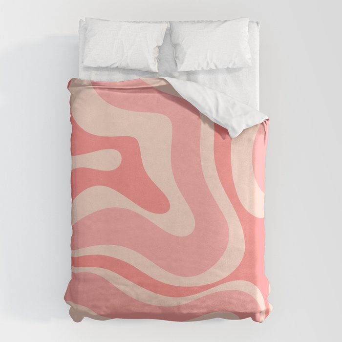 Blush Pink Modern Retro Liquid Swirl Abstract Pattern Square Duvet Cover Gallery Image 6
