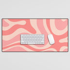 Blush Pink Modern Retro Liquid Swirl Abstract Pattern Square Desk Mat Gallery Image 1