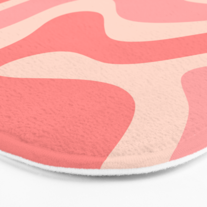 Blush Pink Modern Retro Liquid Swirl Abstract Pattern Square Bath Mat Gallery Image 3