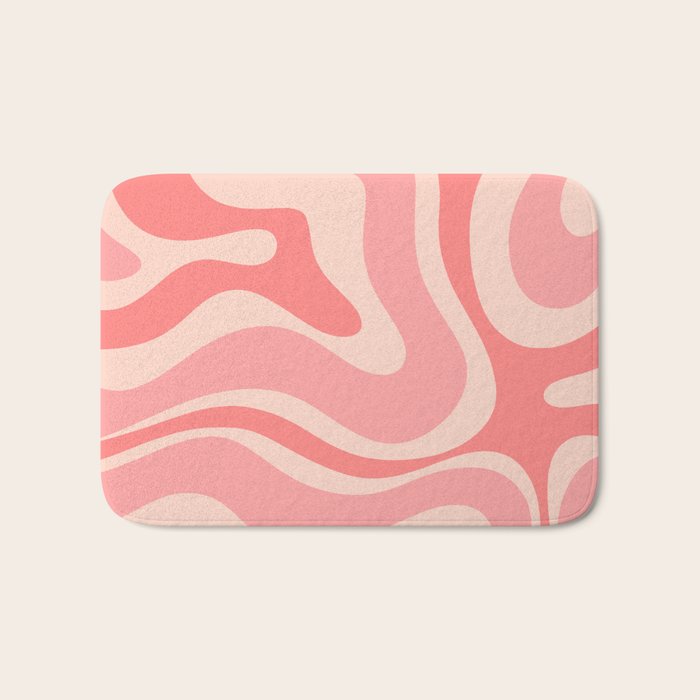 Blush Pink Modern Retro Liquid Swirl Abstract Pattern Square Bath Mat Gallery Image 1