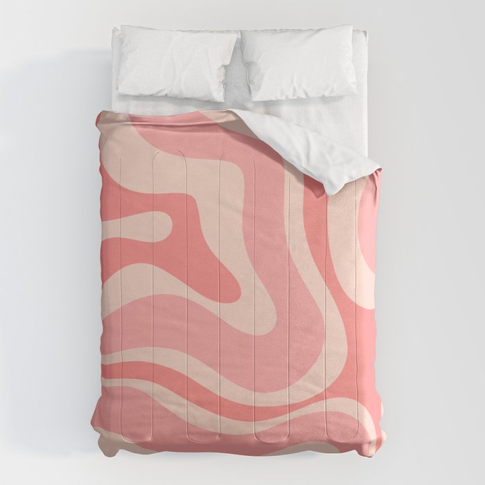 Blush Pink Modern Retro Liquid Swirl Abstract Pattern Square Comforter Gallery Image 6