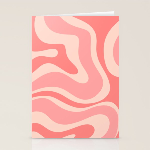 Blush Pink Modern Retro Liquid Swirl Abstract Pattern Square Stationery Card Gallery Image 2