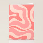 Blush Pink Modern Retro Liquid Swirl Abstract Pattern Square Stationery Card Gallery Image 2