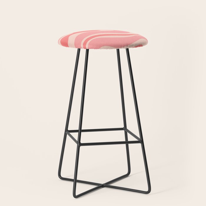 Blush Pink Modern Retro Liquid Swirl Abstract Pattern Square Stool Gallery Image 1
