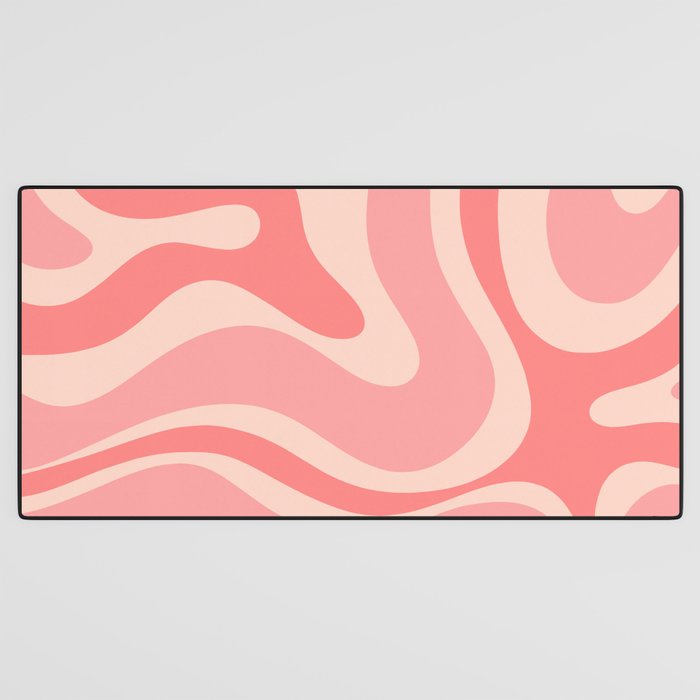Blush Pink Modern Retro Liquid Swirl Abstract Pattern Square Desk Mat Gallery Image 3