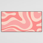 Blush Pink Modern Retro Liquid Swirl Abstract Pattern Square Desk Mat Gallery Image 3