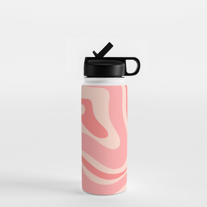 Blush Pink Modern Retro Liquid Swirl Abstract Pattern Square Water Bottle Gallery Image 1