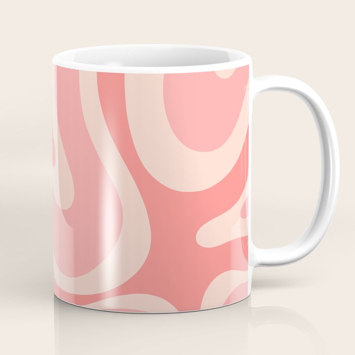 Blush Pink Modern Retro Liquid Swirl Abstract Pattern Square Coffee Mug Gallery Image 1