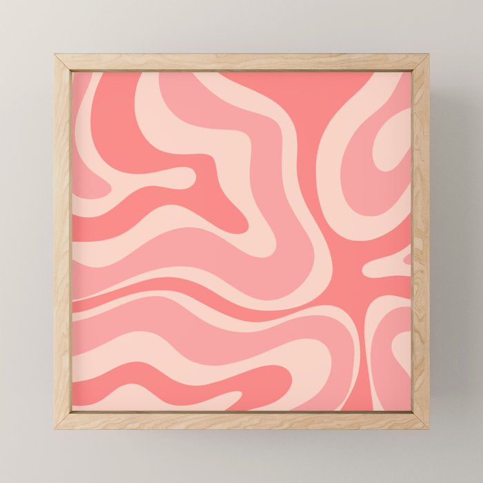 Blush Pink Modern Retro Liquid Swirl Abstract Pattern Square Mini Art Print Gallery Image 1