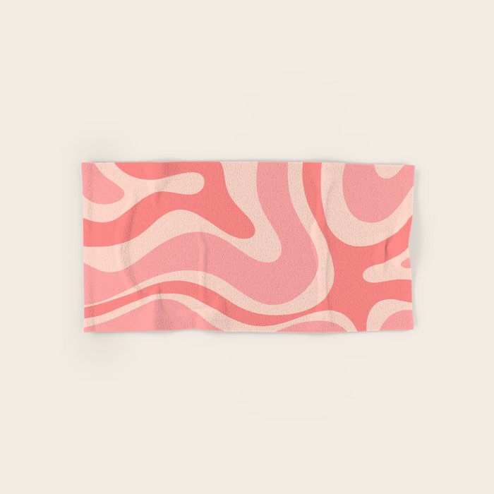 Blush Pink Modern Retro Liquid Swirl Abstract Pattern Square Bath Towel Gallery Image 1