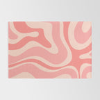 Blush Pink Modern Retro Liquid Swirl Abstract Pattern Square Rug Gallery Image 2