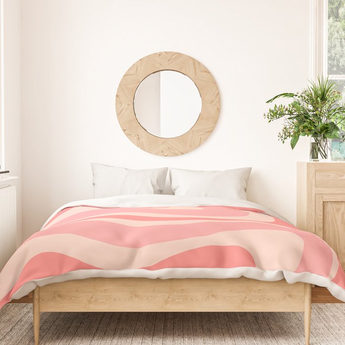 Blush Pink Modern Retro Liquid Swirl Abstract Pattern Square Duvet Cover Gallery Image 3