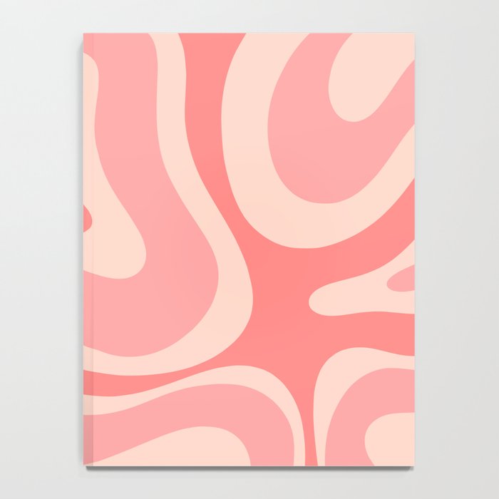 Blush Pink Modern Retro Liquid Swirl Abstract Pattern Square Notebook Gallery Image 4