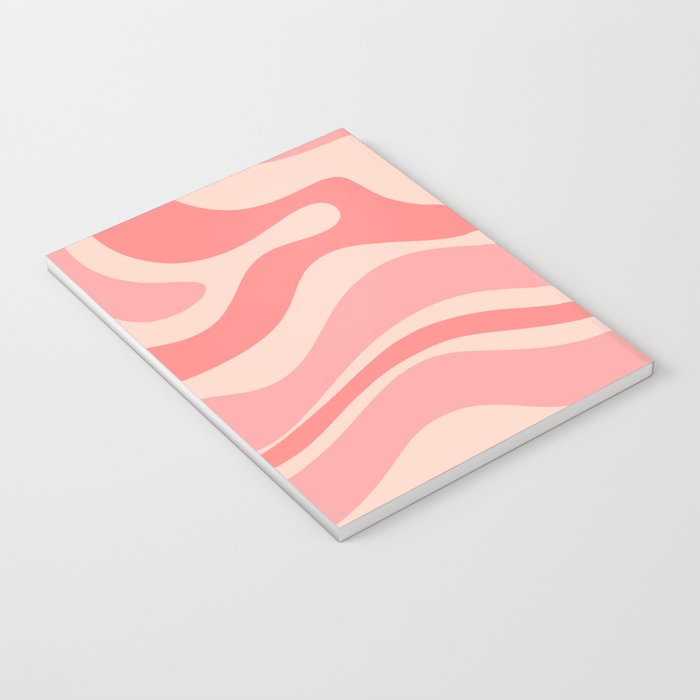 Blush Pink Modern Retro Liquid Swirl Abstract Pattern Square Notebook Gallery Image 3