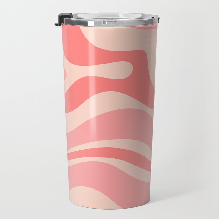 Blush Pink Modern Retro Liquid Swirl Abstract Pattern Square Travel Mug Gallery Image 3