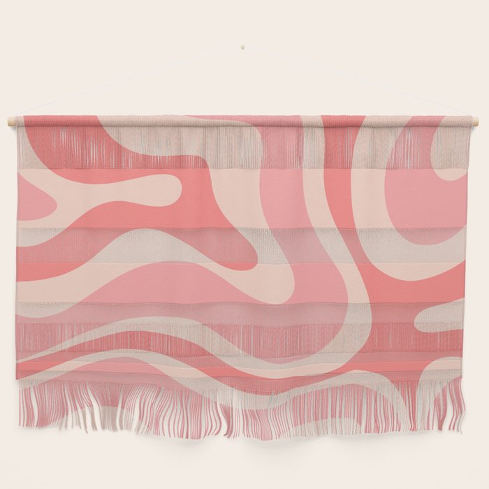 Blush Pink Modern Retro Liquid Swirl Abstract Pattern Square Wall Hanging Gallery Image 1