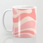 Blush Pink Modern Retro Liquid Swirl Abstract Pattern Square Coffee Mug Gallery Image 3