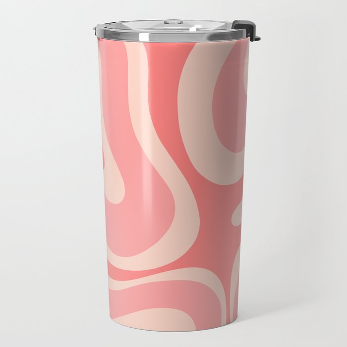 Blush Pink Modern Retro Liquid Swirl Abstract Pattern Square Travel Mug Gallery Image 2