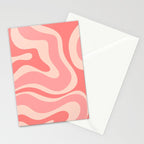 Blush Pink Modern Retro Liquid Swirl Abstract Pattern Square Stationery Card Gallery Image 2