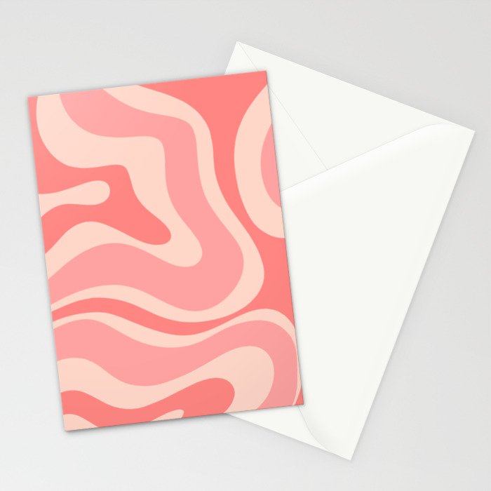 Blush Pink Modern Retro Liquid Swirl Abstract Pattern Square Stationery Card Gallery Image 2