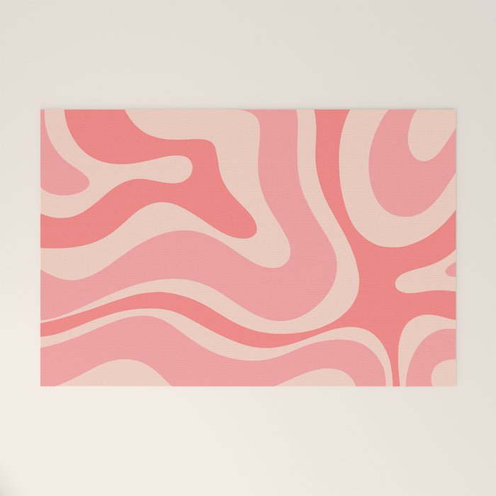 Blush Pink Modern Retro Liquid Swirl Abstract Pattern Square Welcome Mat Gallery Image 1