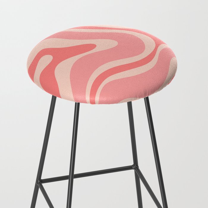 Blush Pink Modern Retro Liquid Swirl Abstract Pattern Square Stool Gallery Image 2