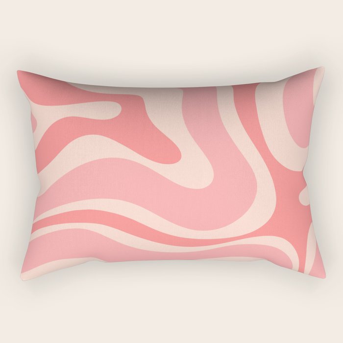 Blush Pink Modern Retro Liquid Swirl Abstract Pattern Square Rectangular Pillow Gallery Image 1