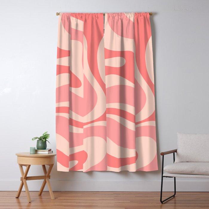 Blush Pink Modern Retro Liquid Swirl Abstract Pattern Square Window Curtain Gallery Image 1