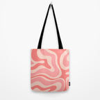 Blush Pink Modern Retro Liquid Swirl Abstract Pattern Square Tote Bag Gallery Image 2