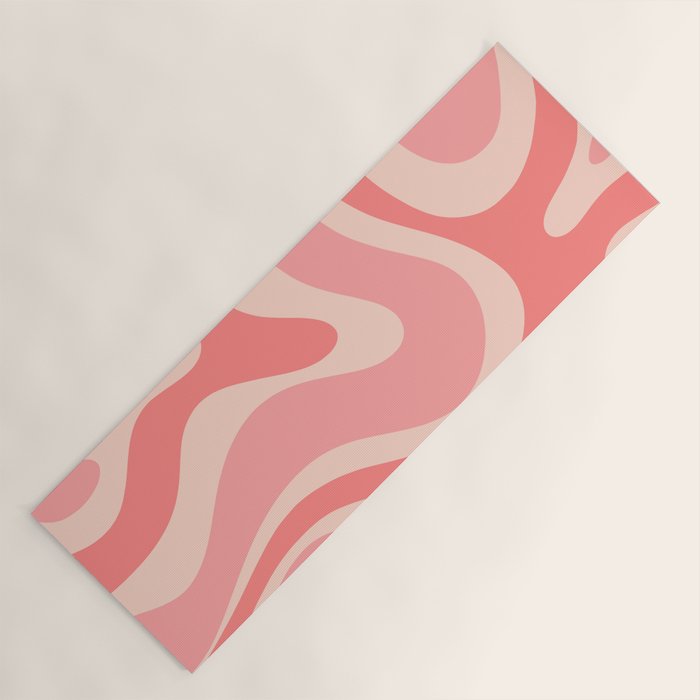 Blush Pink Modern Retro Liquid Swirl Abstract Pattern Square Yoga Mat Gallery Image 1