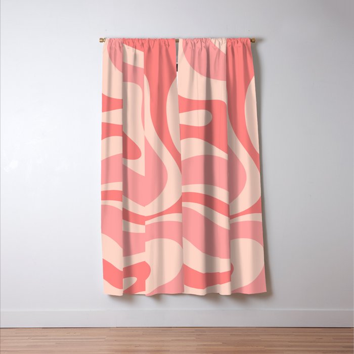 Blush Pink Modern Retro Liquid Swirl Abstract Pattern Square Window Curtain Gallery Image 3