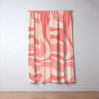 Blush Pink Modern Retro Liquid Swirl Abstract Pattern Square Window Curtain Gallery Image 3