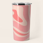 Blush Pink Modern Retro Liquid Swirl Abstract Pattern Square Travel Mug Gallery Image 1