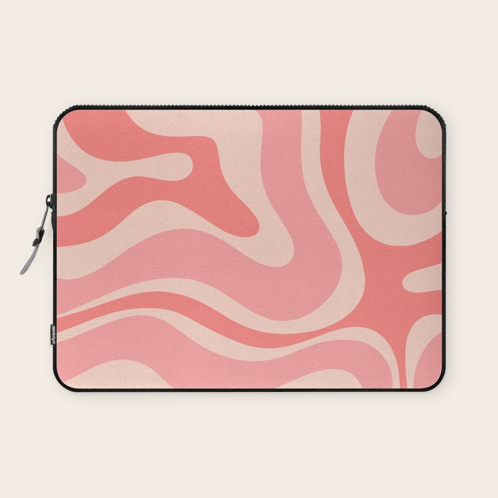 Blush Pink Modern Retro Liquid Swirl Abstract Pattern Square Laptop Sleeve Gallery Image 1