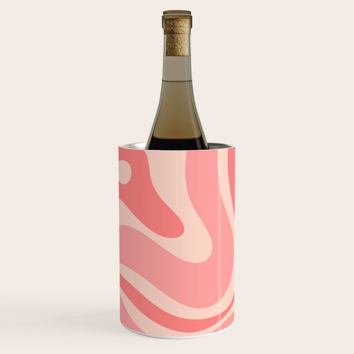 Blush Pink Modern Retro Liquid Swirl Abstract Pattern Square Wine Chiller Gallery Image 1