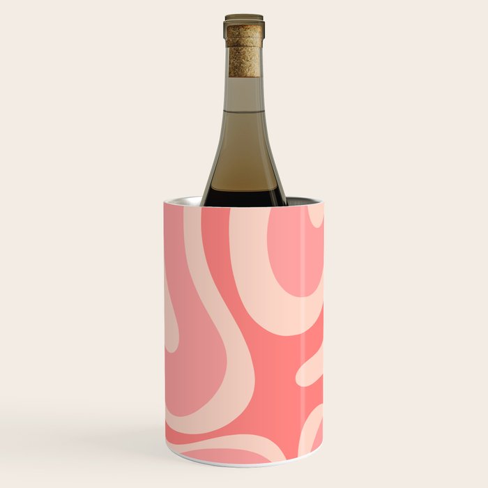 Blush Pink Modern Retro Liquid Swirl Abstract Pattern Square Wine Chiller Gallery Image 3