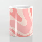 Blush Pink Modern Retro Liquid Swirl Abstract Pattern Square Coffee Mug Gallery Image 4