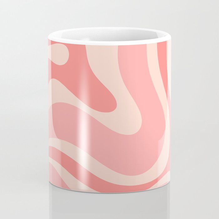 Blush Pink Modern Retro Liquid Swirl Abstract Pattern Square Coffee Mug Gallery Image 4